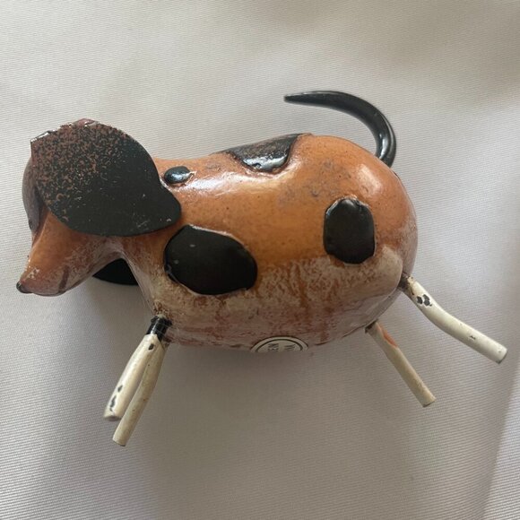 Super Cute! Puppy Dog Metal Mini Figure Brown Collectible 2.5" x 2" - Picture 1 of 6